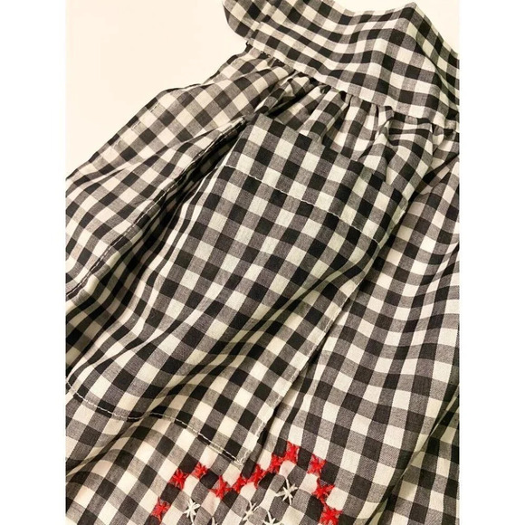 Vintage Black White and Red Checkered Half Apron One Pocket Tie Back - Picture 7 of 12